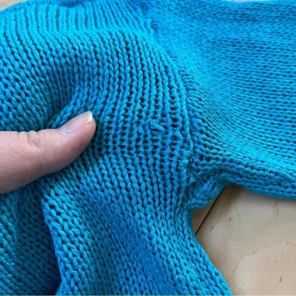 Lauren Ralph Lauren Sweater Women's Medium Blue Loose Knit 3/4 Sleeve Pullover - Picture 5 of 8
